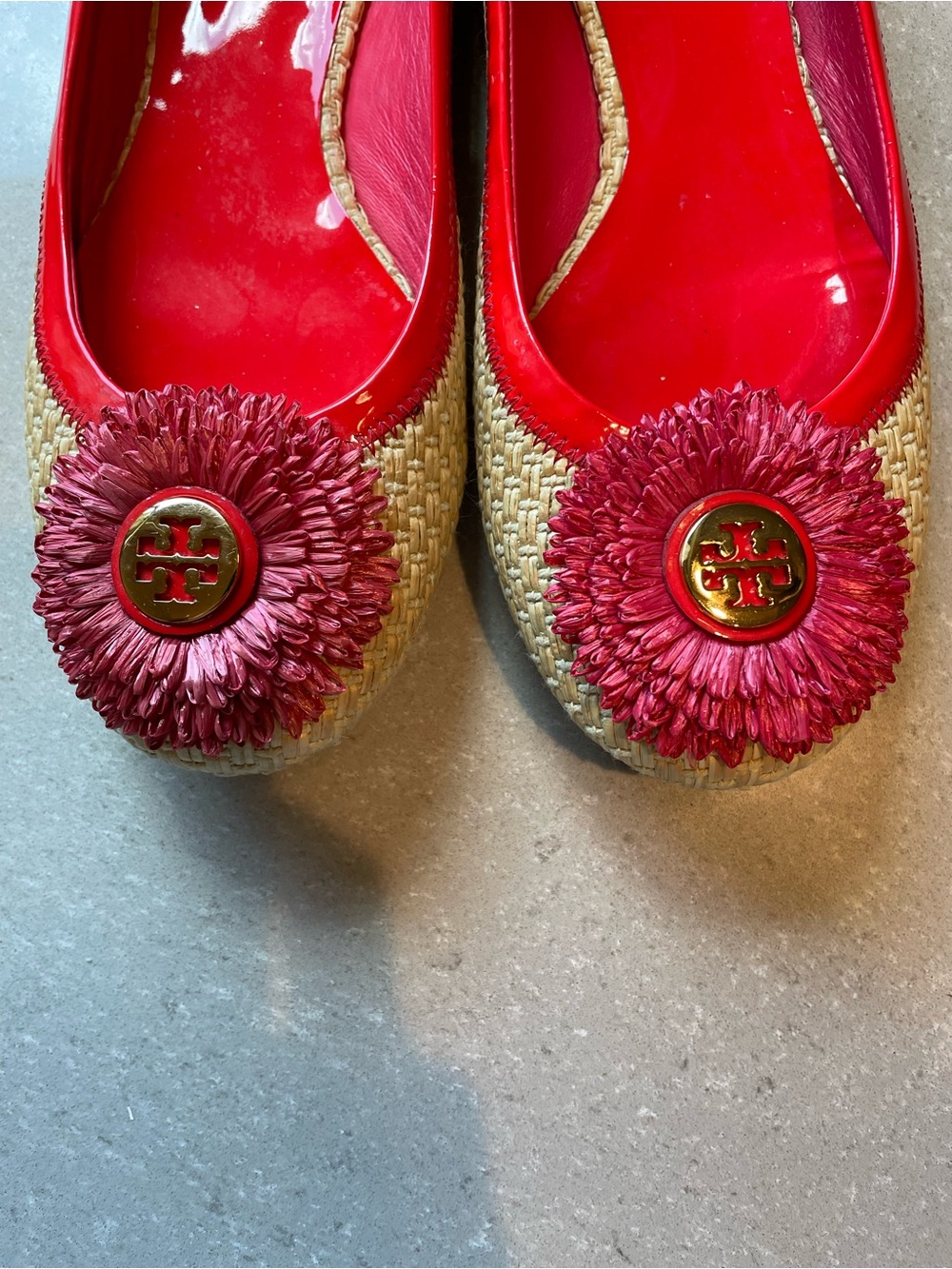 Tory Burch Reva Woven Ballet Flat | Cream/Red/Pink - Picture 3 of 10